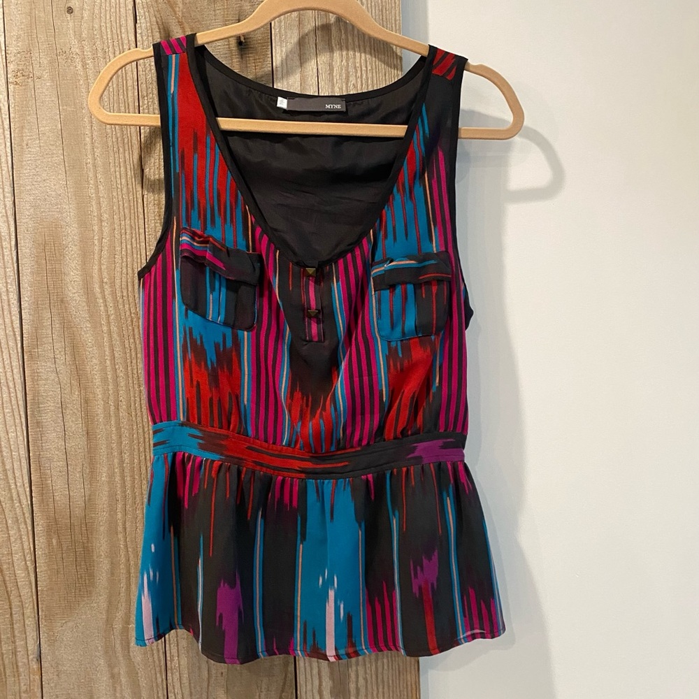 Gorgeous Myne Top with Gold Buttons in Black, Red, Blue, Pink